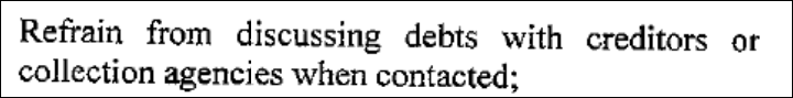 Do not discuss clause debt settlement agreement